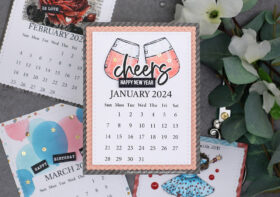 Let’s Assemble This! set of mini calendars for 2024. I’m using a printable to decorate with stamps for my own diy desk calendar. Join me at dahlhouse-designs.com for video inspiration. #unitystampco #minicalendar #diiycalendar #diygifts #diecut #inkblend #stencil #2024minicalendar #cardmaking #handmadecards #cardmaker #cardmakingideas #cardideas #carddesign #craftersgonnacraft #dahlhousedesigns